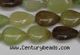 CFW123 15.5 inches 13*18mm flat teardrop flower jade gemstone beads