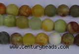 CFW201 15.5 inches 6mm round matte flower jade beads wholesale