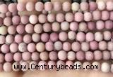 CFW36 15.5 inches 6mm round matte pink wooden jasper beads