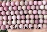 CFW37 15.5 inches 8mm round matte pink wooden jasper beads