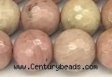 CFW62 15 inches 10mm faceted round pink wooden jasper beads