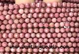 CFW76 15 inches 4mm faceted round pink wooden jasper beads