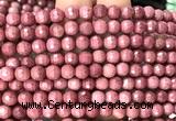 CFW77 15 inches 6mm faceted round pink wooden jasper beads