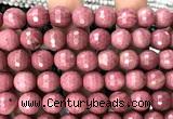 CFW80 15 inches 12mm faceted round pink wooden jasper beads