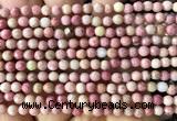 CFW83 15 inches 4mm faceted round pink wooden jasper beads wholesale