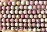 CFW85 15 inches 8mm faceted round pink wooden jasper beads wholesale