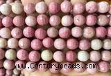 CFW86 15 inches 10mm faceted round pink wooden jasper beads wholesale