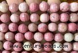 CFW87 15 inches 12mm faceted round pink wooden jasper beads wholesale