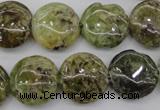 CGA143 15.5 inches 16mm flat round natural green garnet beads wholesale