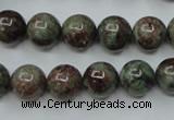 CGA305 15.5 inches 14mm round red green garnet gemstone beads