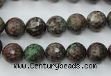 CGA314 15.5 inches 12mm faceted round red green garnet gemstone beads