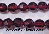 CGA362 14 inches 5mm faceted round natural red garnet beads wholesale