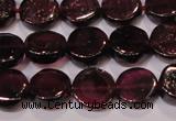 CGA383 15 inches 7mm coin natural red garnet beads wholesale