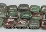 CGA63 15.5 inches 12*12mm square red green garnet gemstone beads