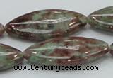 CGA70 15.5 inches 20*40mm horse eye red green garnet gemstone beads