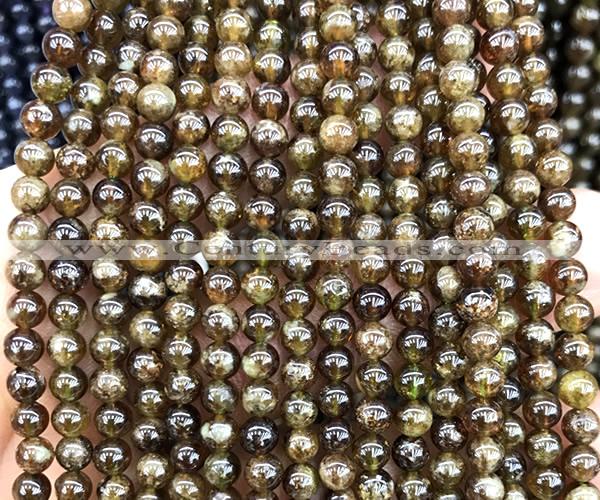 CGA880 15 inches 4mm round green garnet beads wholesale