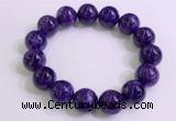 CGB2565 7.5 inches 14mm round charoite gemstone beaded bracelets