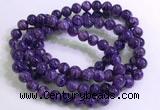 CGB2570 7.5 inches 8mm round charoite gemstone beaded bracelets