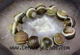 CGB3010 7.5 inches 16*19mm - 20*22mm carved round agate bracelet