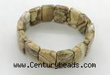 CGB3482 7.5 inches 15*20mm faceted rectangle picture jasper bracelets