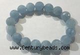 CGB4038 7.5 inches 11mm faceted round aquamarine beaded bracelets