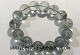 CGB4048 7.5 inches 15mm round green phantom quartz beaded bracelets