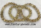 CGB4115 7.5 inches 8mm - 9mm round golden rutilated quartz beaded bracelets