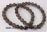 CGB4552 7.5 inches 7mm - 8mm round black sunstone beaded bracelets