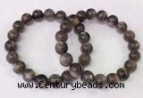 CGB4554 7.5 inches 11mm - 12mm round black sunstone beaded bracelets