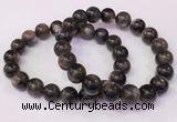 CGB4557 7.5 inches 10mm - 11mm round black sunstone beaded bracelets