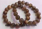 CGB4566 7.5 inches 12mm round golden sunstone beaded bracelets