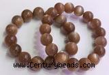 CGB4567 7.5 inches 14mm round golden sunstone beaded bracelets