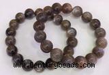 CGB4571 7.5 inches 12mm round black sunstone beaded bracelets