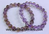 CGB4667 8mm round purple phantom quartz beaded bracelets