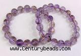 CGB4668 10mm - 11mm round purple phantom quartz beaded bracelets