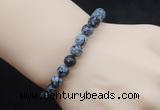 CGB5059 6mm, 8mm round snowflake obsidian beads stretchy bracelets