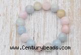 CGB5314 10mm, 12mm round morganite beads stretchy bracelets