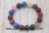 CGB5340 10mm, 12mm round colorful banded agate beads stretchy bracelets