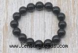 CGB5346 10mm, 12mm round black agate beads stretchy bracelets