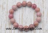 CGB5371 10mm, 12mm round pink wooden jasper beads stretchy bracelets