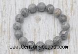 CGB5374 10mm, 12mm round grey picture jasper beads stretchy bracelets