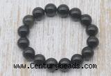 CGB5392 10mm, 12mm round black obsidian beads stretchy bracelets