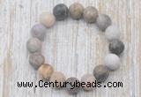 CGB5503 10mm, 12mm round matte bamboo leaf agate beads stretchy bracelets