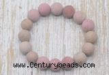 CGB5510 10mm, 12mm round matte pink wooden jasper beads stretchy bracelets