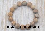 CGB5516 10mm, 12mm round matte picture jasper beads stretchy bracelets