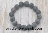 CGB5520 10mm, 12mm round matte black labradorite beads stretchy bracelets