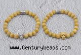 CGB6004 8mm round grade AA golden tiger eye bracelet with leopard head for men