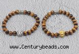 CGB6009 8mm round grade AA yellow tiger eye bracelet with lion head for men