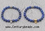 CGB6046 8mm round lapis lazuli bracelet with skull for men