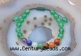 CGB6444 8mm round green agate 7 chakra beads adjustable bracelets